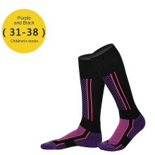 (Enfant violet) Chaussettes de ski imperm??ables, longues, chaudes et respirantes, ??paisses, pour hommes, femmes et enfants, pour les sports d'hiver.