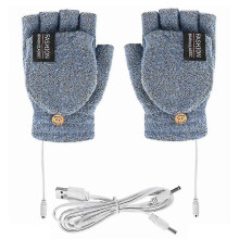 (Bleu clair) Gants chauffants ??lectriques, chauffe-mains thermiques rechargeables par USB, moufles chauffantes