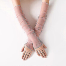 (Rose-B) Manches de protection UV unisexes en soie glac??e rafra?chissante