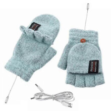 (Vert) Gants chauffants ??lectriques, chauffe-mains thermiques rechargeables par USB, moufles chauffantes