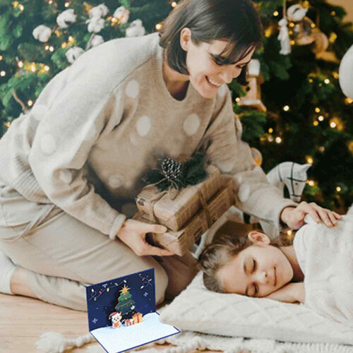 Christmas Pop-Up Card 3D Tree Animal Gift with Message 2