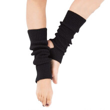 (Noir) Gu??tres d'hiver extra douces pour femmes, montantes jusqu'au genou, sans pieds, tricot??es, avec ??triers, pour yoga, ballet et danse XiXi