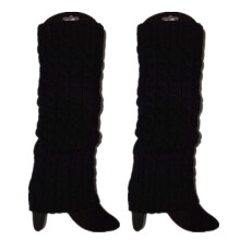 (Noir) Gu??tres d'hiver chaudes en maille torsad??e pour femmes, couleur unie, chaussettes longues tricot??es au crochet