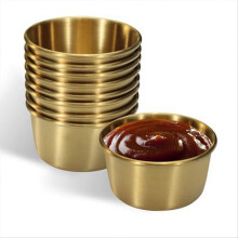(Or) Lot de 6 ramequins r??utilisables en acier inoxydable de 60 ml (2 oz), mini-bols ?? sauce, pour condiments.
