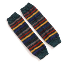 (Harding) Gu??tres en maille imitation laine pour femmes, chaussettes hautes ray??es et color??es au crochet, grises
