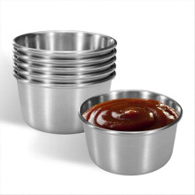 (Argent) Lot de 6 ramequins r??utilisables en acier inoxydable de 60 ml (2 oz), mini-bols ?? sauce, pour condiments.