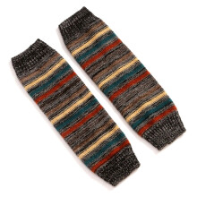 (Noir) Gu??tres en maille imitation laine pour femmes, chaussettes hautes ray??es et color??es au crochet, grises