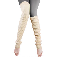 (Abricot chaud) Gu??tres d'hiver chaudes en maille c?tel??e pour femmes et filles, chaussettes montantes style Harajuku, bleu lait