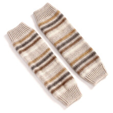 (abricot) Gu??tres en maille imitation laine pour femmes, chaussettes hautes ray??es et color??es au crochet, grises