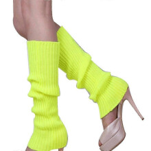 (jaune) Gu??tres pour femmes, couleurs unies, style ann??es 80, chaussettes fantaisie sans pieds, taille unique