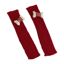 (Rouge) Chaussettes JK JK Bas Lolita Gu??tres Chaussettes Slouch avec d??cor Chaussettes hautes Lolita Leggings chauds en laine tricot??e rose rouge