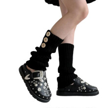 (Noir) Gu??tres mignonnes pour femmes et filles Lolitas, chaussettes hautes gothiques Harajuku, gu??tres ?? boutons, chaussettes mi-hautes gris clair