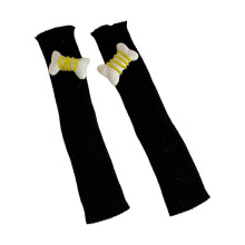 (Noir) Chaussettes JK JK Bas Lolita Gu??tres Chaussettes Slouch avec d??cor Chaussettes hautes Lolita Leggings chauds en laine tricot??e rose rouge