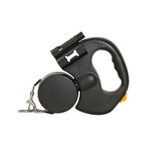 (Noir) Laisse double r??tractable lumineuse pour deux chiens, sangle pivotante anti-n?uds ?? 360??