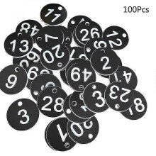 (Noir) ??tiquettes num??rot??es en plastique de 1 ?? 100 pour porte-cl??s, 100 ??tiquettes color??es grav??es