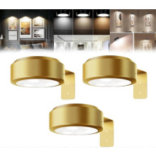 (Or) Lot de 3 lampes pour tableaux, lampes pour affiches, ??clairage LED magn??tique sans fil rechargeable, 3 temp??ratures de couleur.