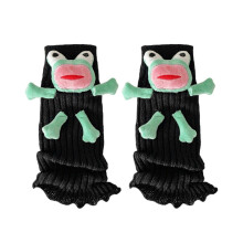 (Noir) Gu??tres fantaisie pour femmes et filles, motif grenouilles en peluche 3D, blanches, pour un usage quotidien.