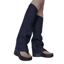 (B38) Gu??tres esth??tiques pour femmes avec bords us??s, style Harajuku vintage denim, couvre-bottes ??vas??es, chaussettes