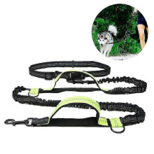(Vert) Ceinture de laisse mains libres r??glable pour chiens