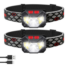 Rechargeable Headlamp, Motion Sensor, Super Bright LED, IP65 Waterproof, 6 Lighting Modes For Camping Cycling, USB C Rechargeable, Weather P
