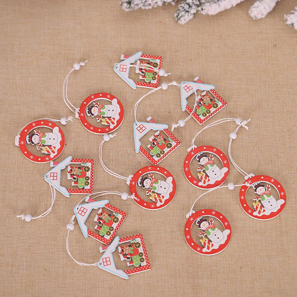 24Pcs Christmas Wooden Ornaments Winter Ornaments For Christmas Tree, Farmhouse Rustic Ornaments Santa Claus Pendant, Snowman Wood Cutout Cr 3545974750607