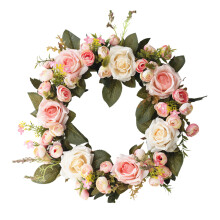 Vintage Style Silk Roses For Wedding Decor, Peony Wreath In Bright Mixed Colors, Artificial Greenery Suitable For Front Door Or Home Office,