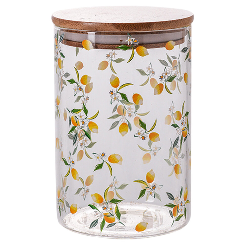 Multifunction Airtight Glass Canister Tea Storage Container with Bamboo Lid Food Storage Jar Tank for Tea, Coffee, Herb, Sugar, Spice-Lemon--image-OPC-PT7JVT6-NEW