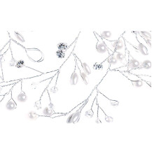 Elegant Wedding Jewelry, Bridal Hair Vine Adjustable Size Decorated With Rhinestones And Faux Pearls For Long And Thick Hair, Four Seasons W