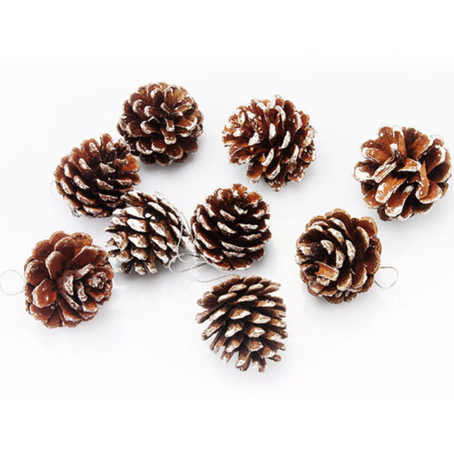 Set van 9 kerstdennenappels, kerstboomversiering om op te hangen.