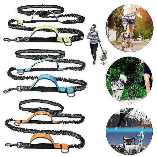 (Vert) Ceinture de laisse mains libres r??glable pour chiens 1
