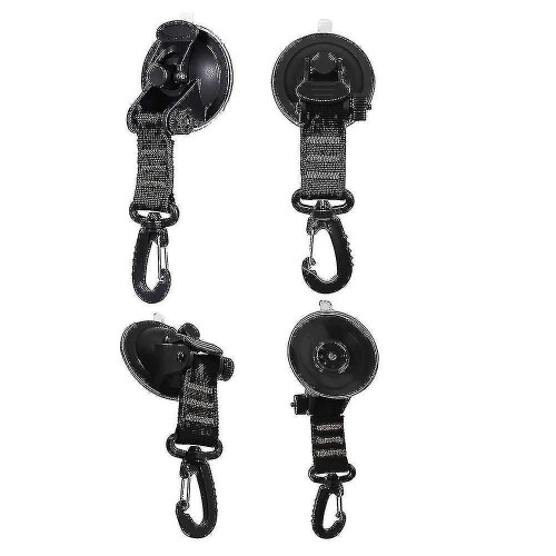 (Black) Heavy Duty Suction Cups 4 Pieces With Hooks Upgraded Car Camping 1