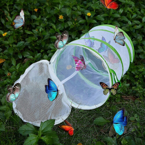 2 Pieces Foldable Insect Butterfly Perch Cage Giant Foldable Caterpillar Perches 2