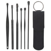 Ear Wax Cleaner Ear Cleaning Tools Spiral Ear Spoon Set Stainless Steel With Portable Leather Bag For Personal Care