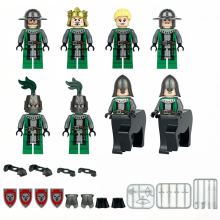 8 PCS Medieval Green Lion Kingdom Army Building Block Set for Display & Collection