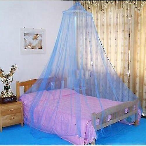 (Blue) Elegant Lace Bed Canopy Mosquito Net- Hung Dome