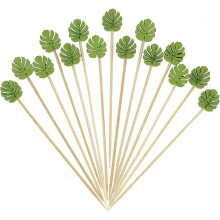 Monstera Leaf Cocktail Pick 4.7" Long Bamboo Fancy Toothpicks for Aperitif Beverages 100 Sticks
