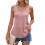 Women's openwork drawstring  color button suspender strap-Pink M 1