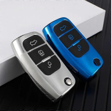 (Rouge) ??tui de protection pliable en TPU pour cl??s de voiture Ford Focus 2 MK2, Fiesta, Mondeo, Galaxy, Falcon Territory et EcoSport.