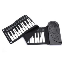 (noir) Piano ??lectronique Bluetooth 49 touches, clavier enroulable en silicone souple, avec poign??es souples