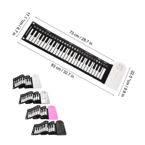 (black) Bluetooth 49 Keys Electronic Roll Up Piano Silicone Soft Hand Roll Keyboard 2