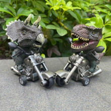 (Red) Friction Powered Dinosaur Toy Cars - T-Rex and Triceratops Monster Dinos for Boys Age 3+