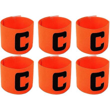 (Orange) Lot de 6 brassards ??lastiques ajustables pour capitaine de football/basketball, pour adultes et jeunes.