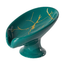(vert) Porte-savon en c??ramique nordique en forme de feuille, design unique fait main