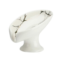 (blanc) Porte-savon en c??ramique nordique en forme de feuille, design unique fait main
