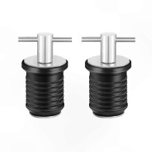 (Stainless steel, 32mm) 2-Pack Twist-Turn Drain Plug Stoppers for Boats, Kayaks, Yachts