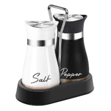 (Costume noir et blanc) Pot ?? sel et poivre en acier inoxydable au design moderne et ??l??gant, style rustique, id??al pour une cuisine de ferme.