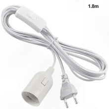 (1 pi??ce blanche, blanc) Lot de 3 douilles E27 avec interrupteur et cables d'alimentation de 1,8 m avec prise europ??enne pour suspensions LED.