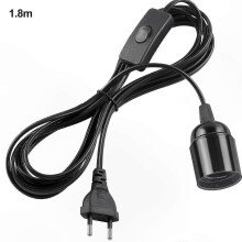 (1 pi??ce - Noir, noir) Lot de 3 douilles E27 avec interrupteur et cables d'alimentation de 1,8 m avec prise europ??enne pour suspensions LED.
