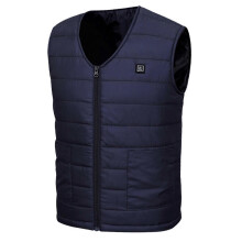 (L, Bleu) Gilet chauffant unisexe 10 zones, 3 niveaux de temp??rature r??glables, id??al pour les activit??s de plein air, bleu, taille XXXXL
