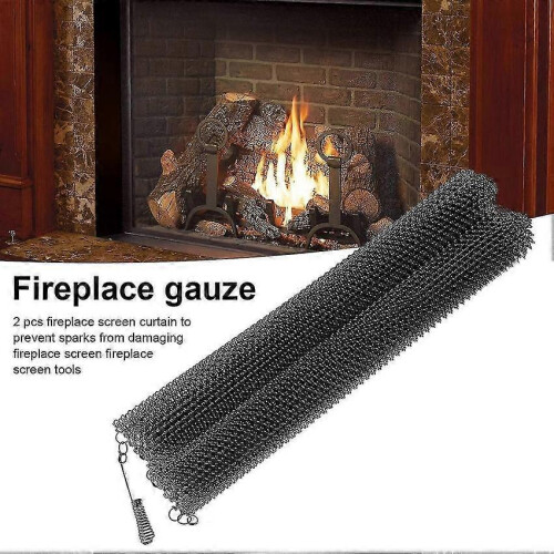 (D) Fireplace Screen Spark Proof Moisture Resistant Curtain 2
